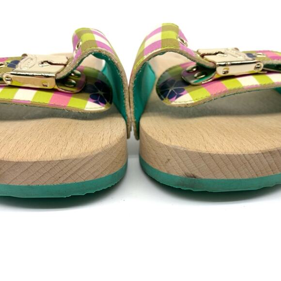 DR. SCHOLL'S x KATE SPADE New York Bella Plaid Slide Sandal Pink Green White 7 - Picture 3 of 10